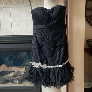 Jovani short black ruffle bottom prom dress